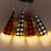 Christmas Decorative Lamp Ornaments With Light-emitting Faceless Elderly Red Black White Plaid