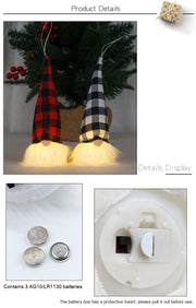Christmas Decorative Lamp Ornaments With Light-emitting Faceless Elderly Red Black White Plaid