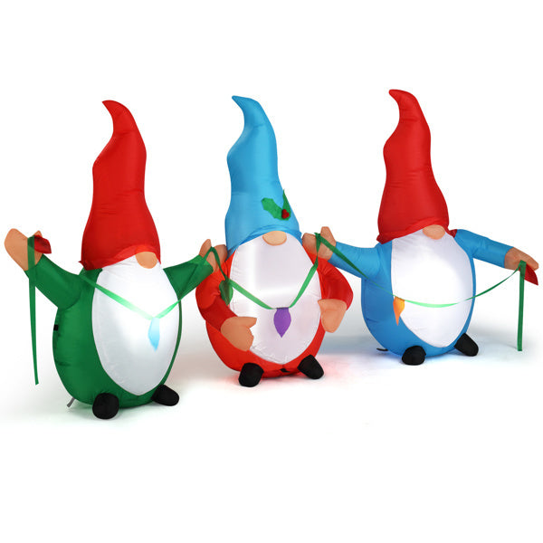 6.6 FT Lighted Christmas Inflatable Decoration, Inflatable Three Christmas Gnomes Elves, Funny Blow Up Yard Decorations With Built-in LED Lights For Holiday Party Front Yard Lawn Garden Decor